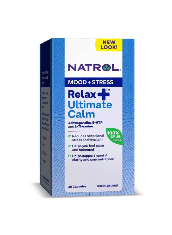 Natrol Relax+ Ultimate Calm, Mood & Stress, 30 Capsules - Image 1